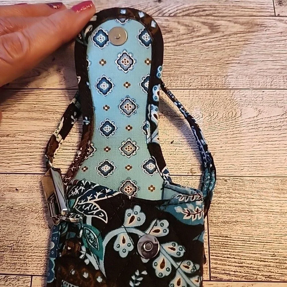 Vera Bradley Vintage Cell Phone Case Retired Java Blue Paisley Teal Blue Brown
